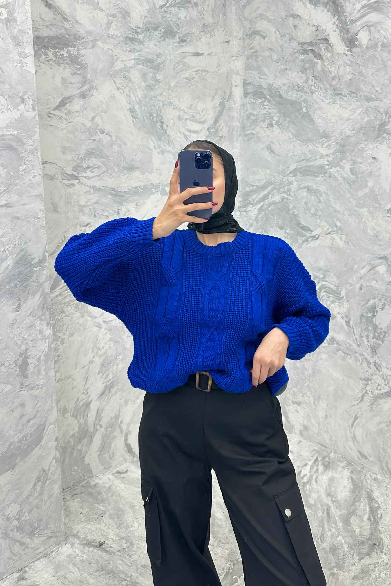 بلوز یقه گرد بافت طرح دار AF