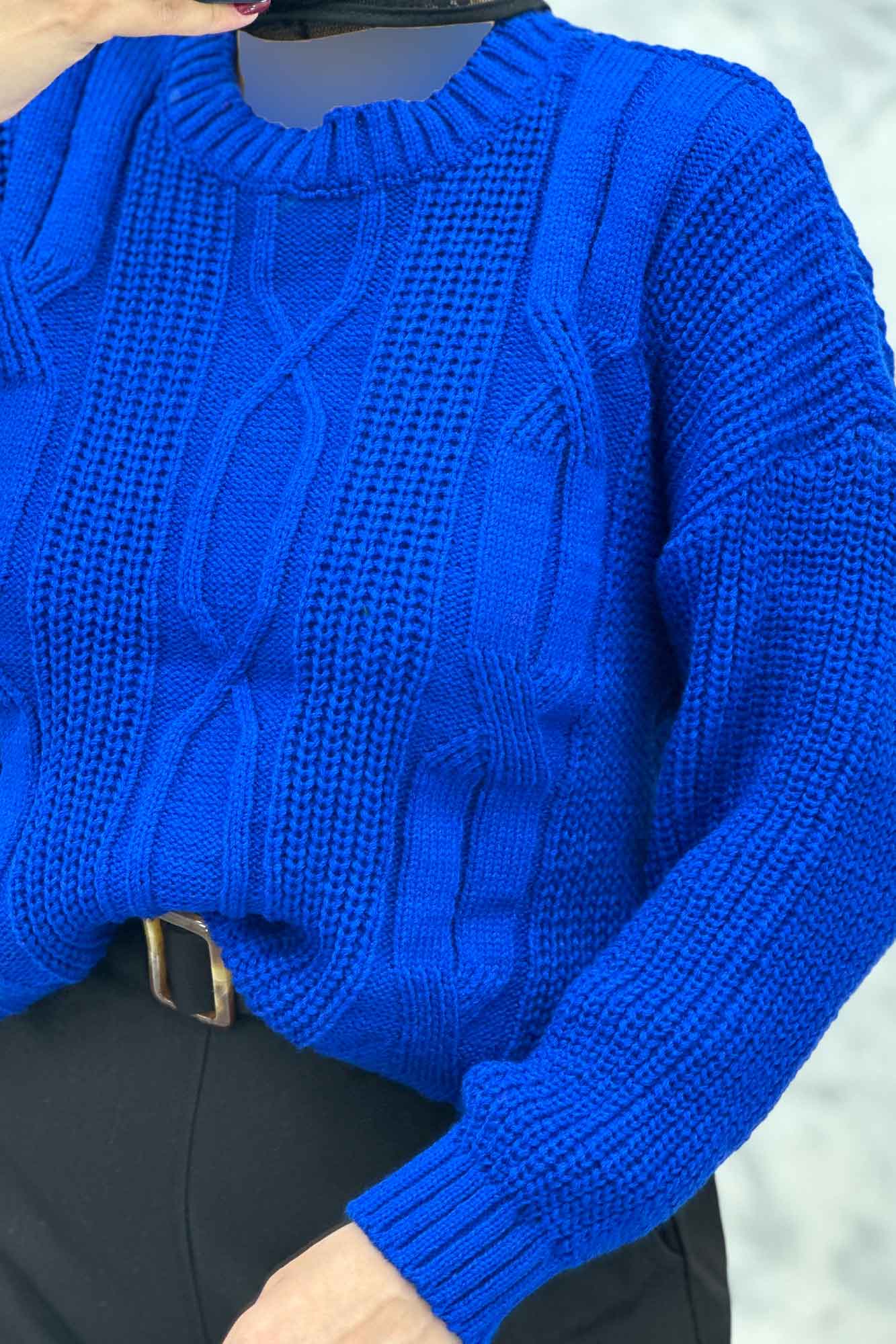 بلوز یقه گرد بافت طرح دار AF