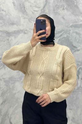 بلوز یقه گرد بافت طرح دار AF