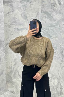 بلوز یقه گرد بافت طرح دار AF