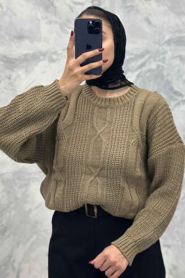 بلوز یقه گرد بافت طرح دار AF