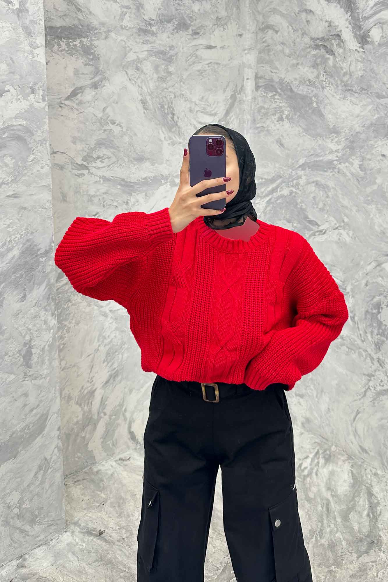 بلوز یقه گرد بافت طرح دار AF