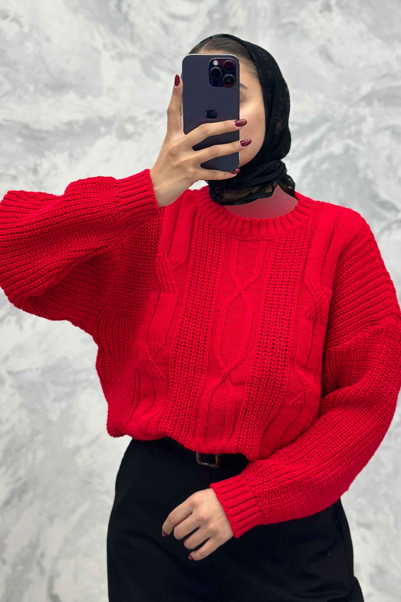 بلوز یقه گرد بافت طرح دار AF