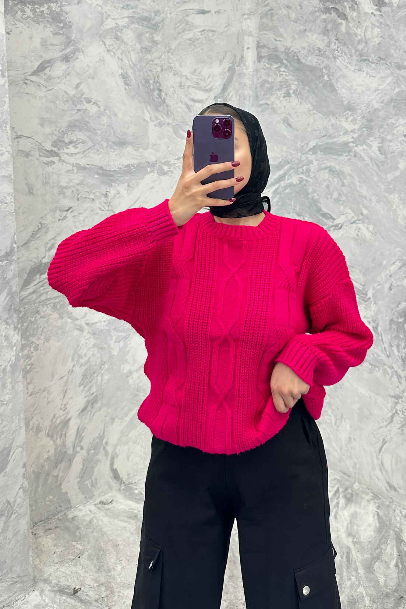 بلوز یقه گرد بافت طرح دار AF