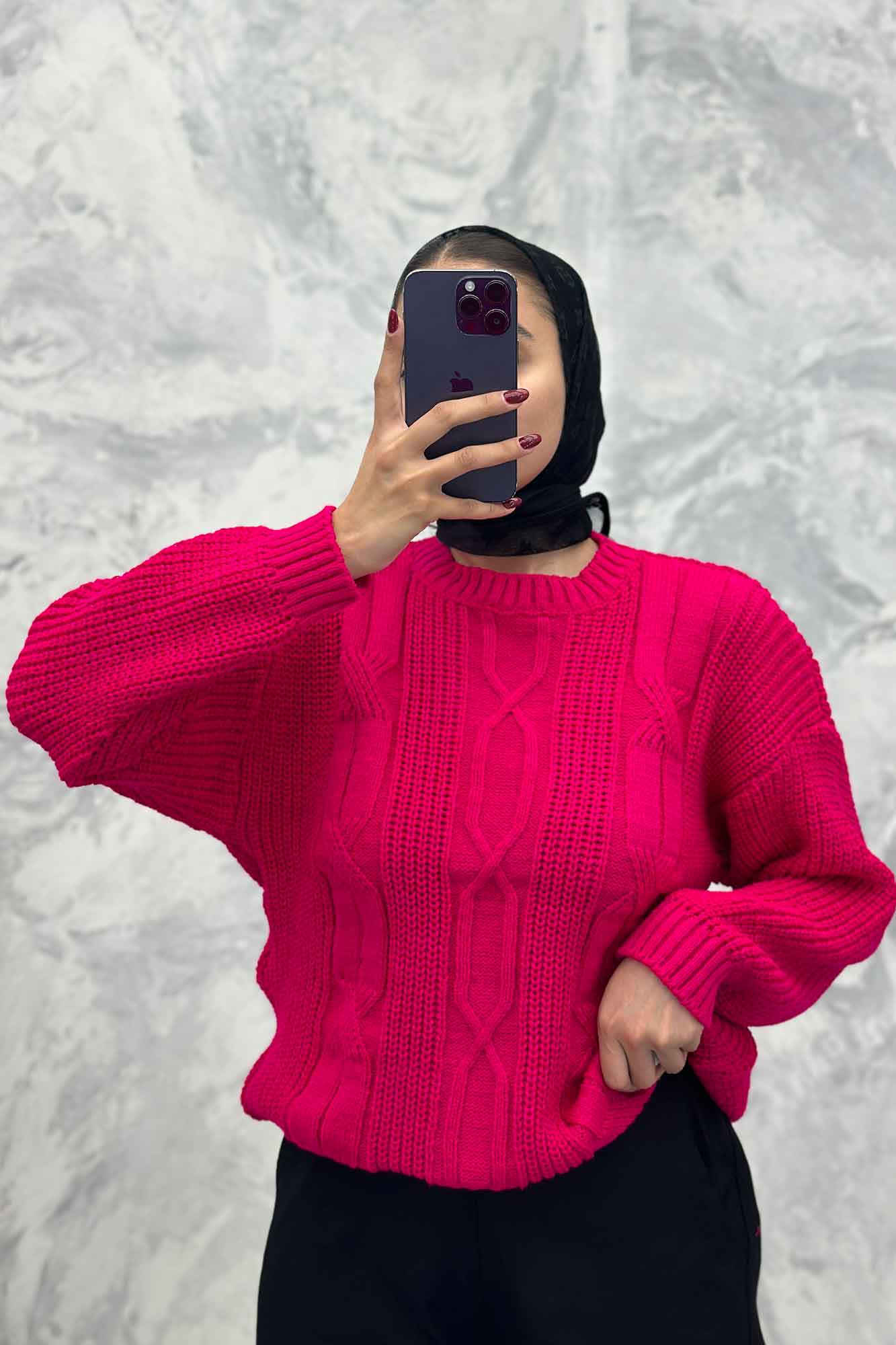 بلوز یقه گرد بافت طرح دار AF