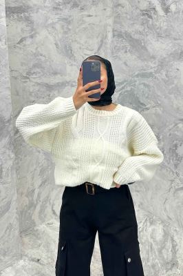 بلوز یقه گرد بافت طرح دار AF