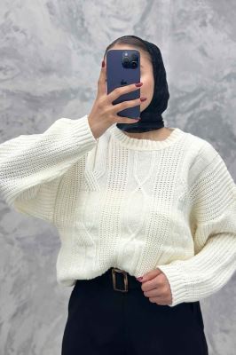 بلوز یقه گرد بافت طرح دار AF