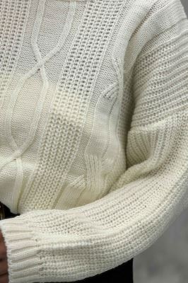 بلوز یقه گرد بافت طرح دار AF