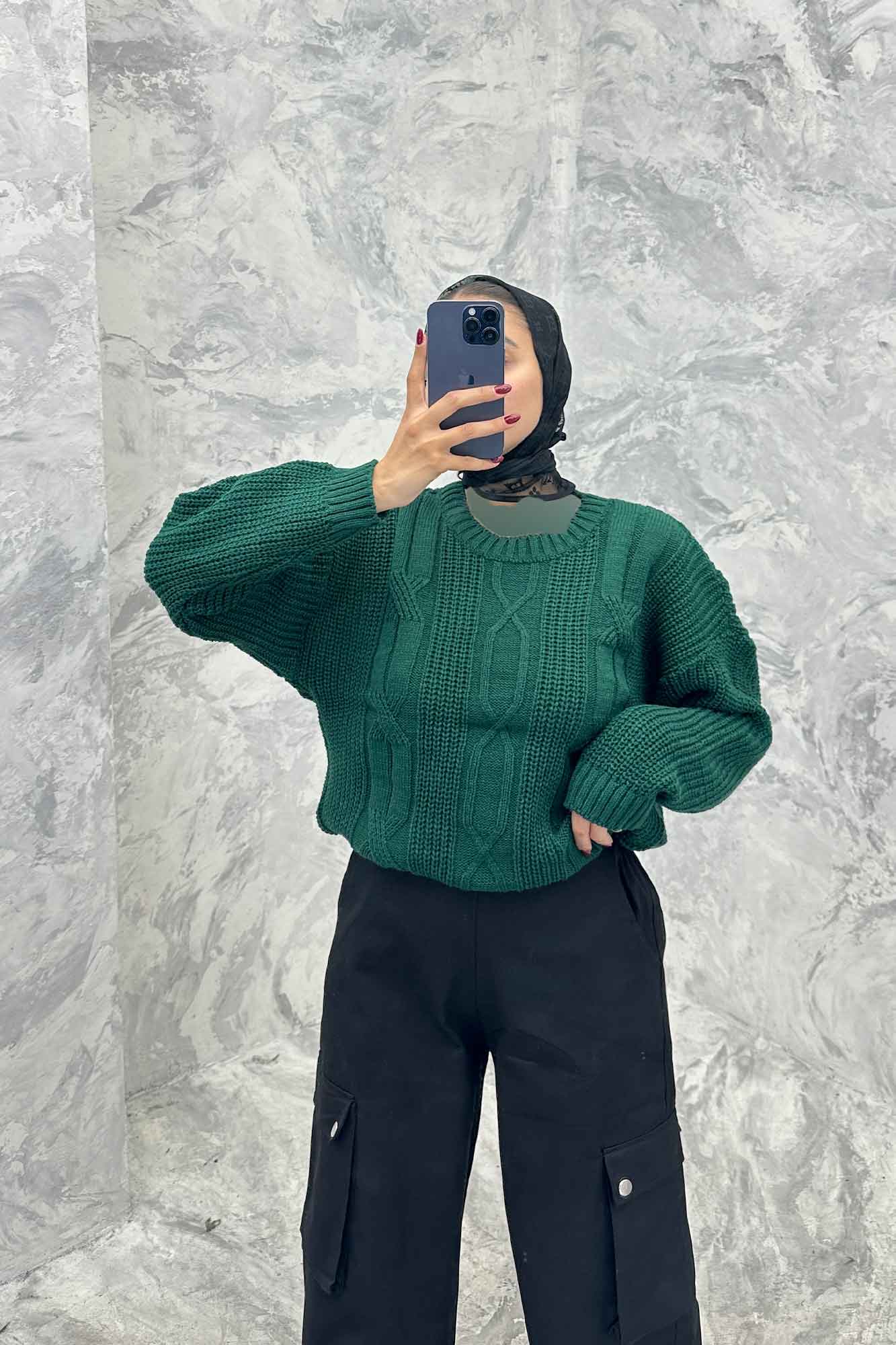 بلوز یقه گرد بافت طرح دار AF