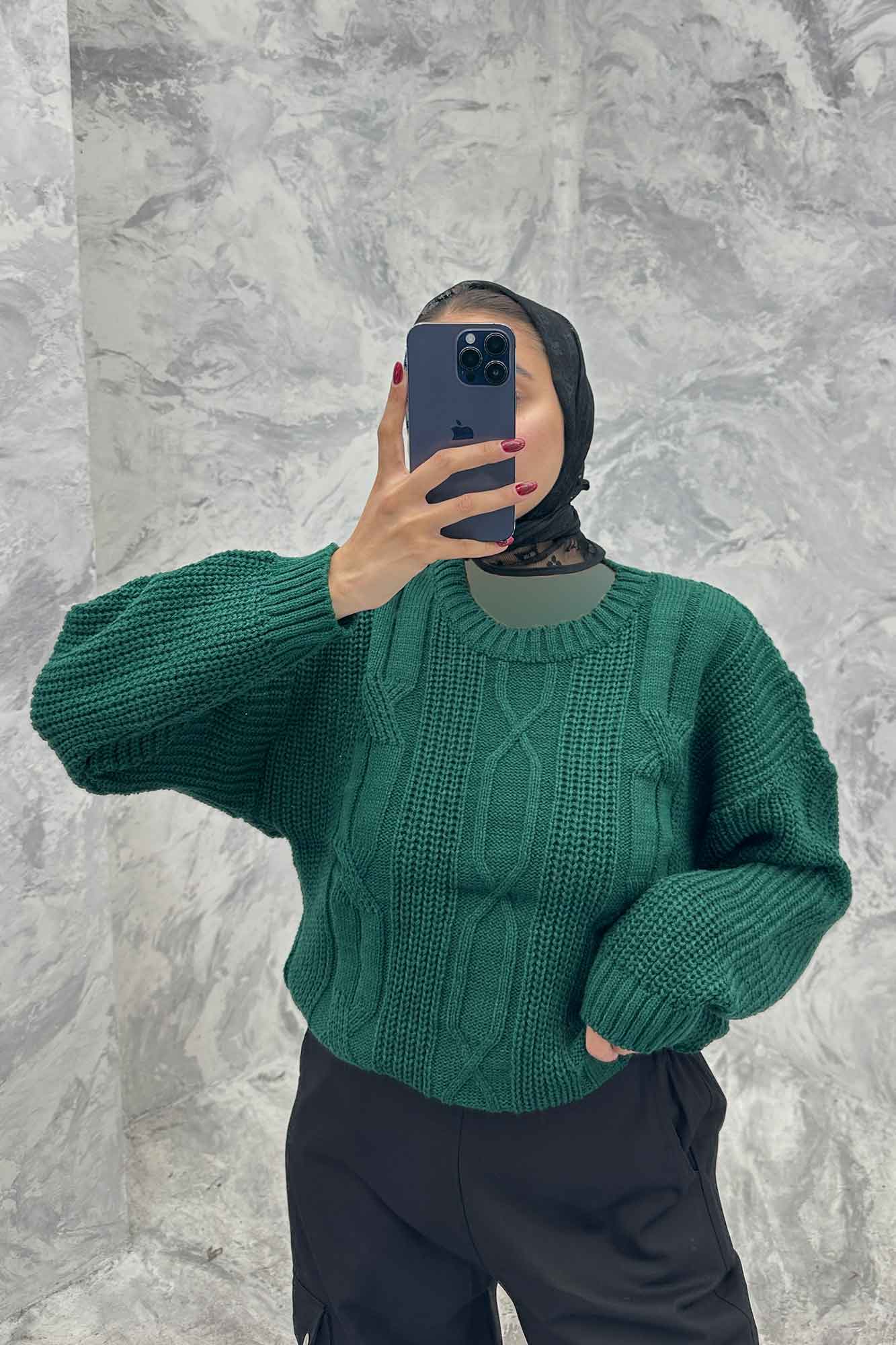 بلوز یقه گرد بافت طرح دار AF