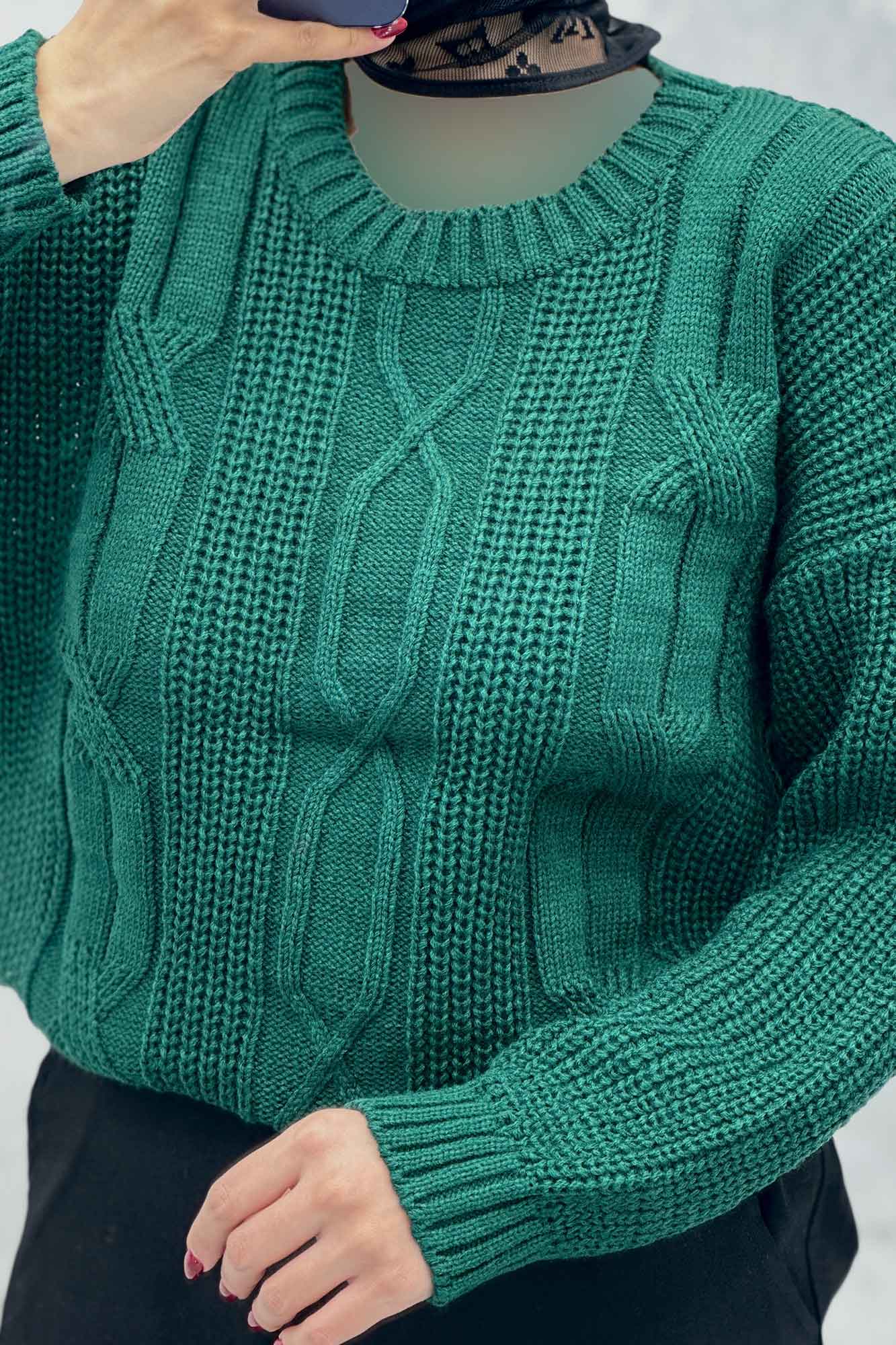 بلوز یقه گرد بافت طرح دار AF