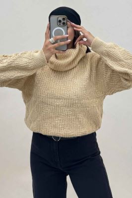 بلوز یقه اسکی بافت طرح دار AF