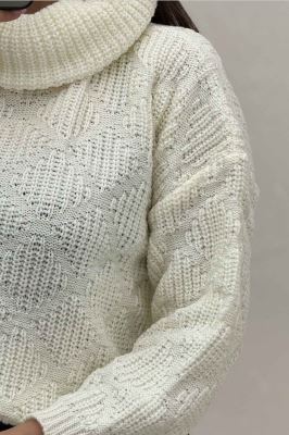 بلوز یقه اسکی بافت طرح دار AF