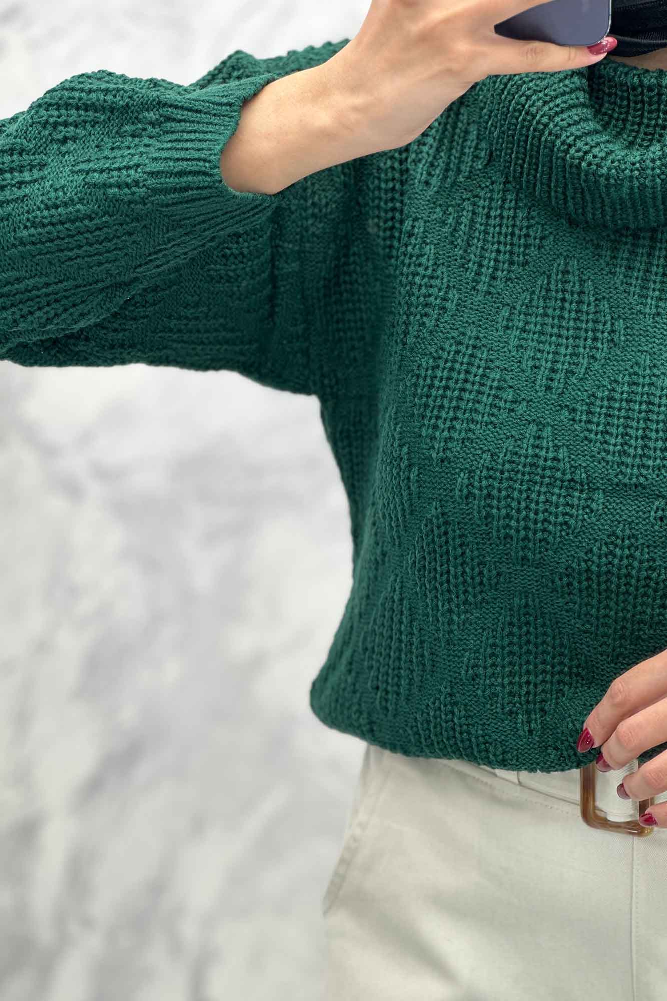 بلوز یقه اسکی بافت طرح دار AF