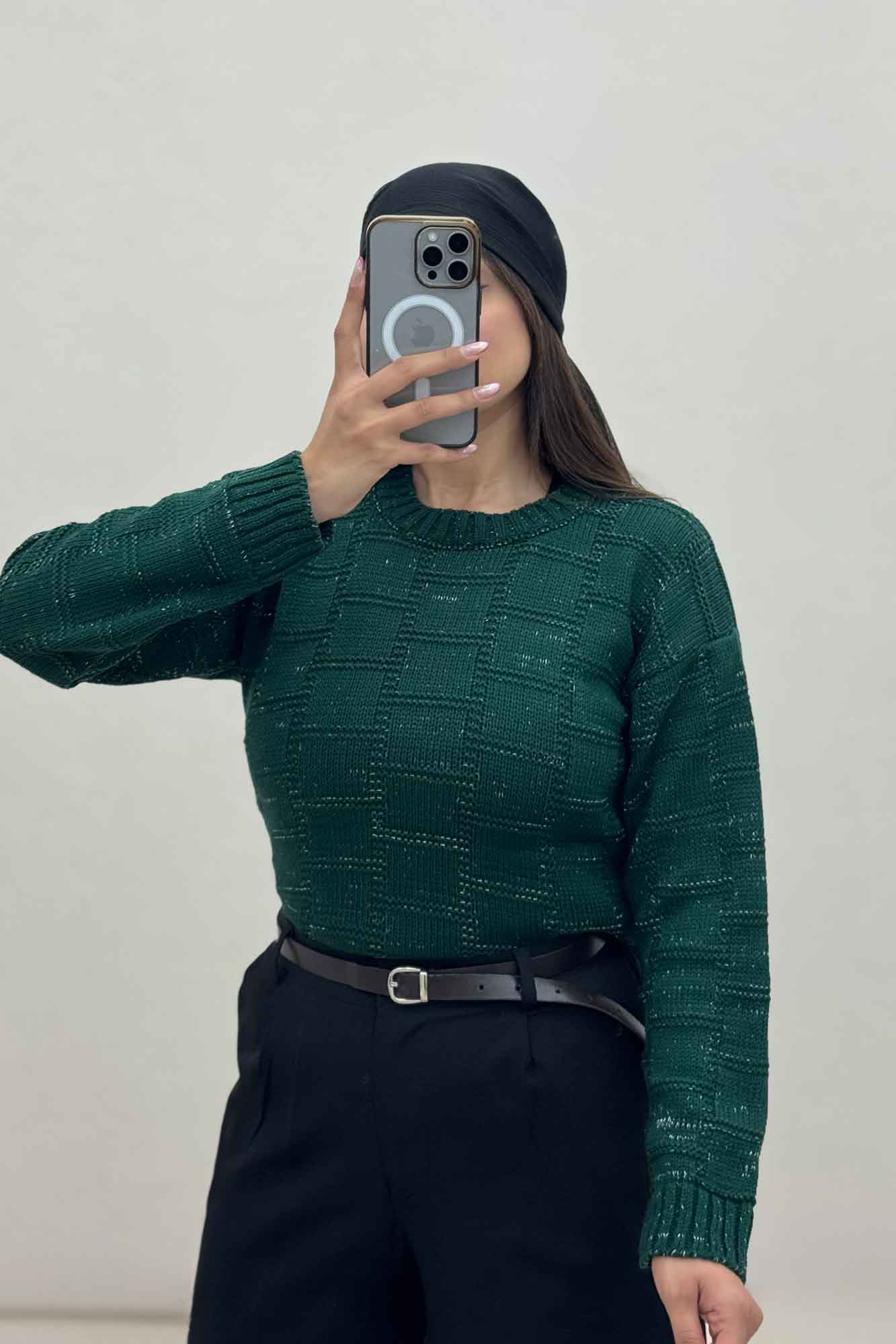 بلوز بافت طرح مربع لمه دار AF