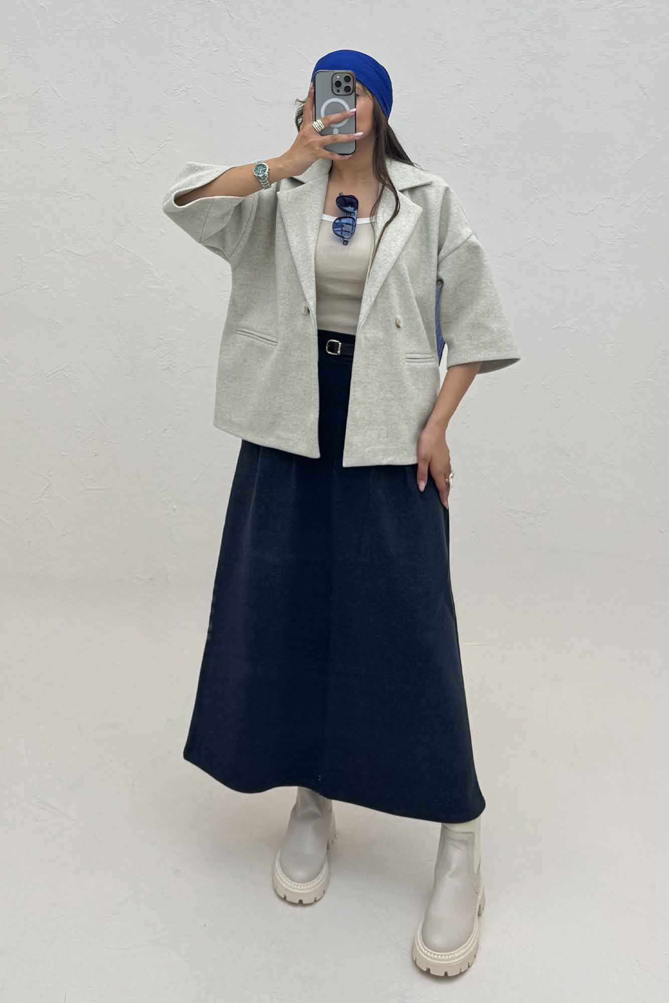 کت آستین سه رب فوتر دو دکمه