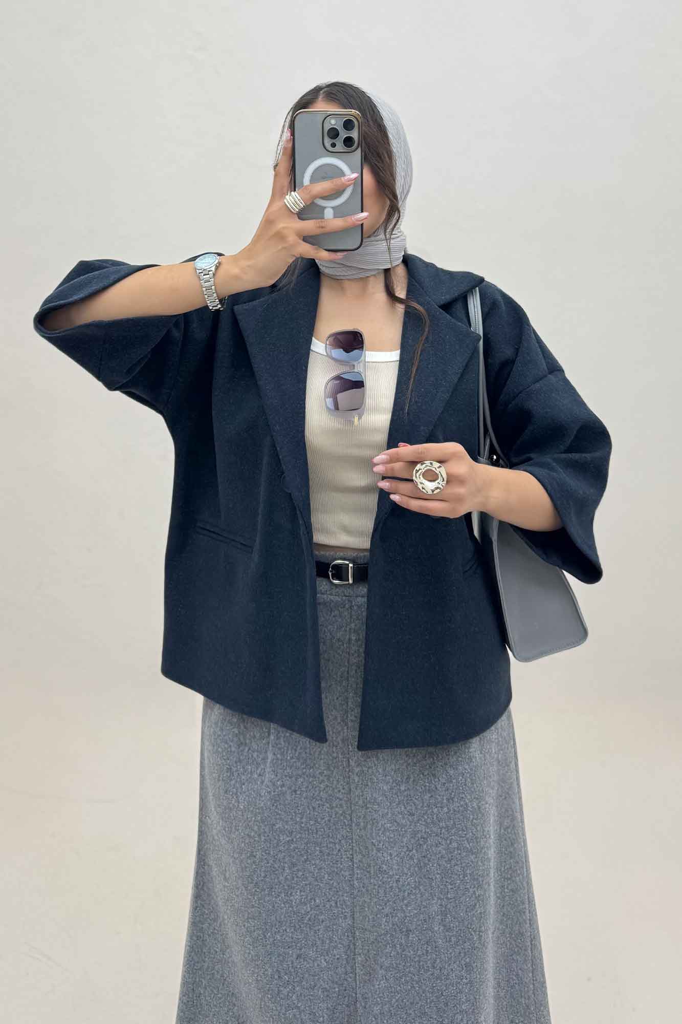 کت آستین سه رب فوتر دو دکمه