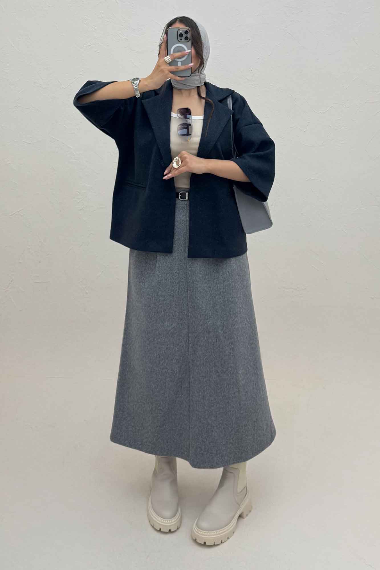 کت آستین سه رب فوتر دو دکمه