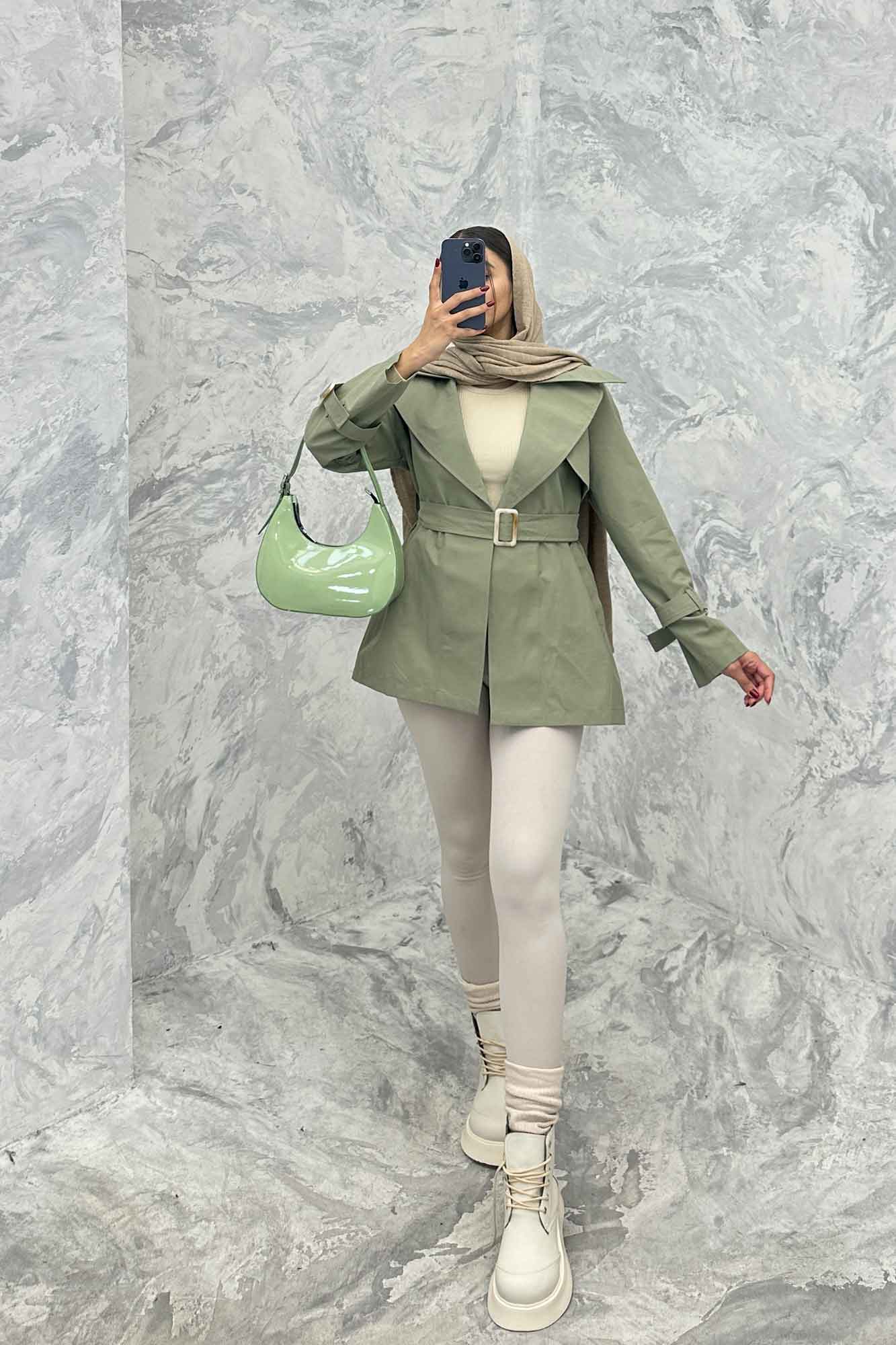 ترنچ کت کوتاه دو یقه کتان زارا