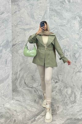 ترنچ کت کوتاه دو یقه کتان زارا