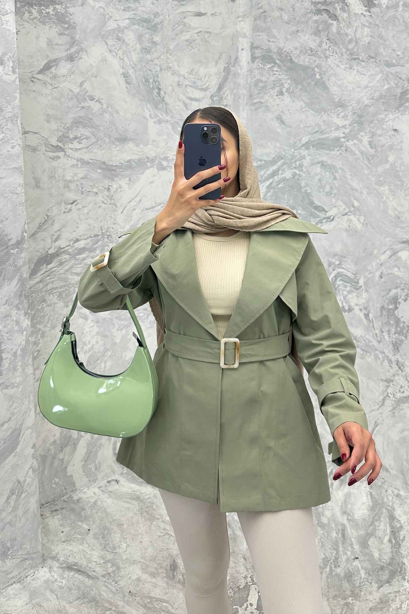 ترنچ کت کوتاه دو یقه کتان زارا