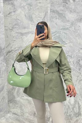 ترنچ کت کوتاه دو یقه کتان زارا