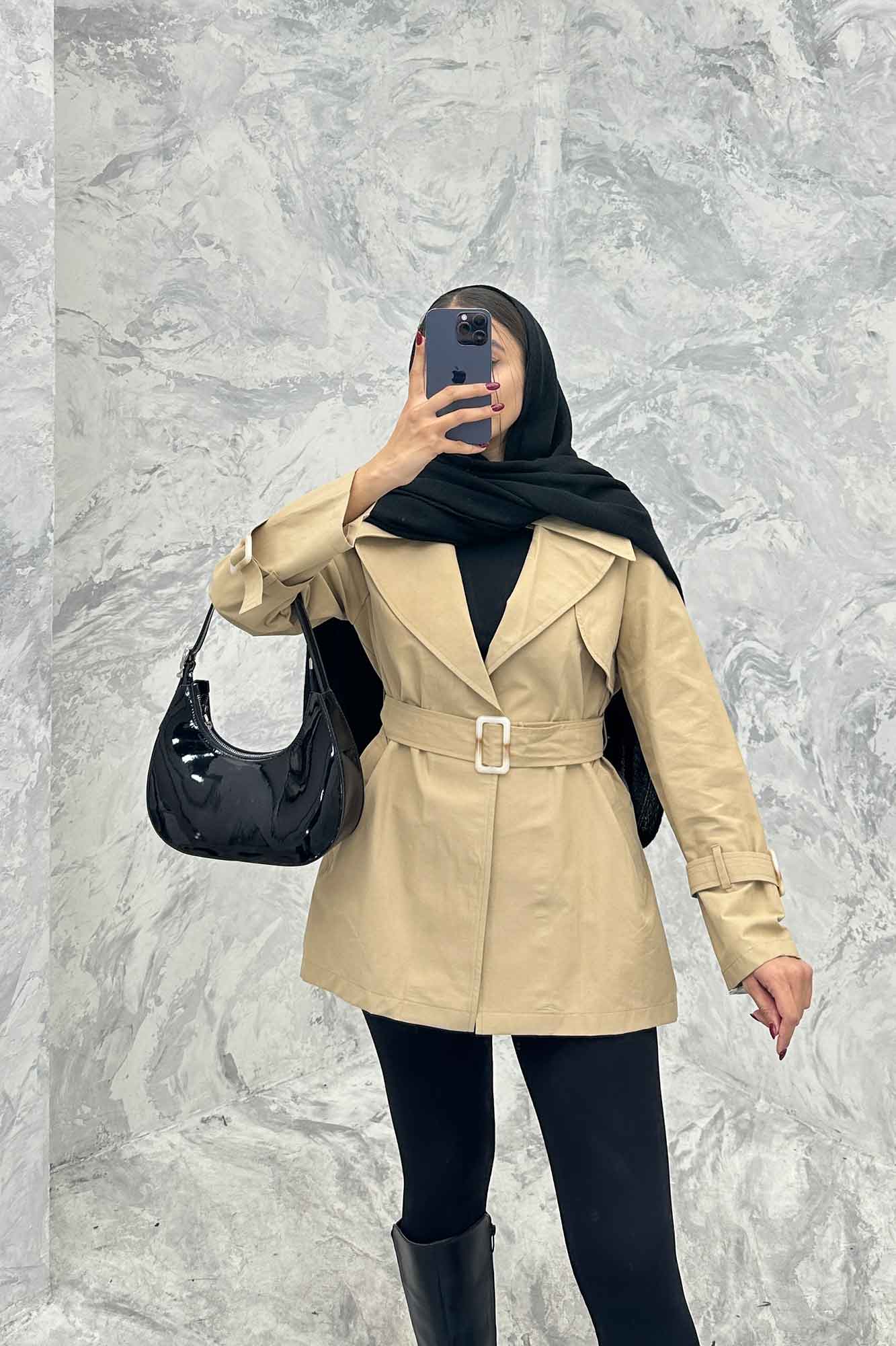 ترنچ کت کوتاه دو یقه کتان زارا