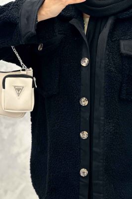 مانتو کوتاه تدی جلو دکمه ترکیبی