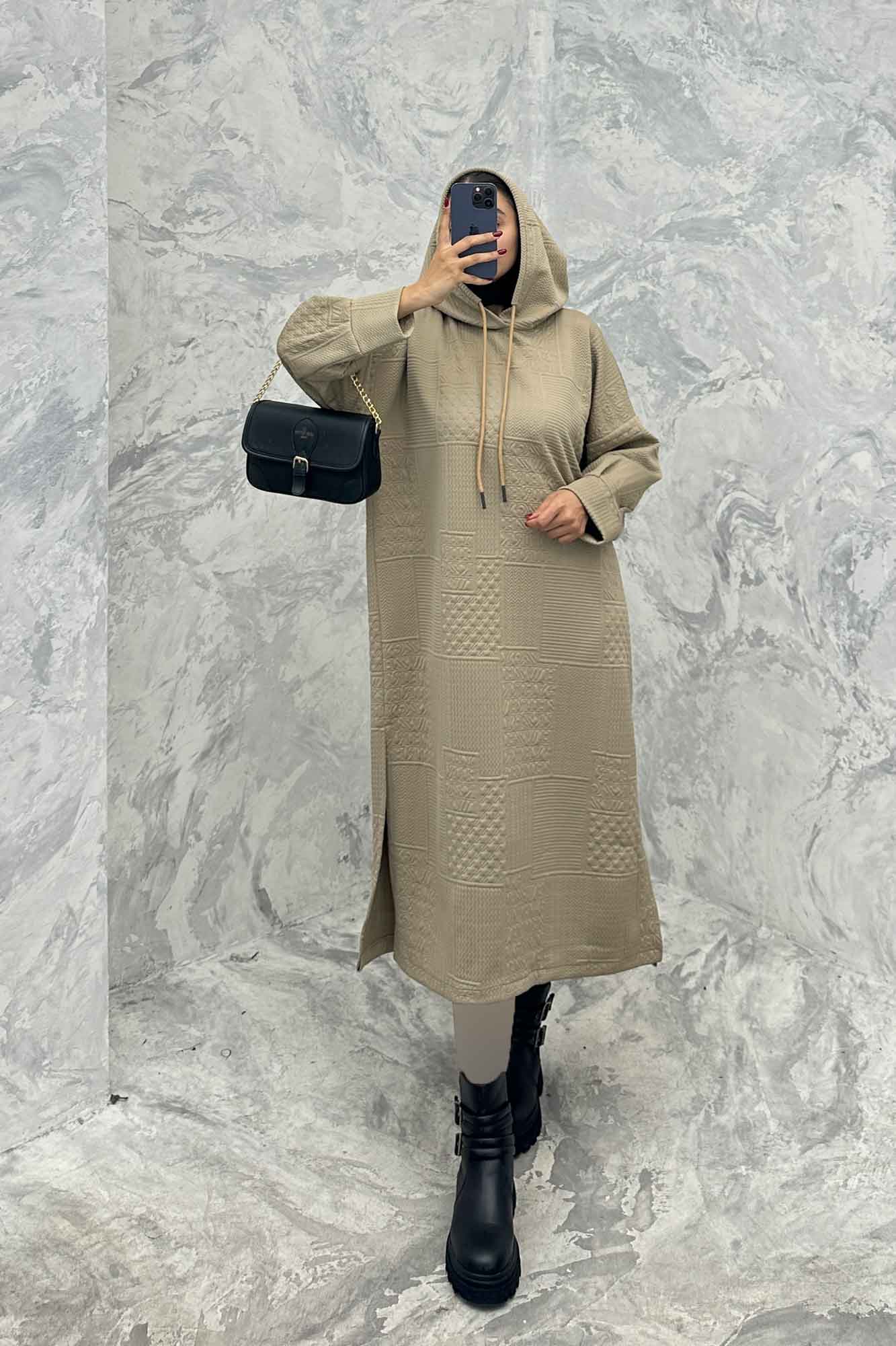 کفتان مراکشی کلاه دار بغل چاک