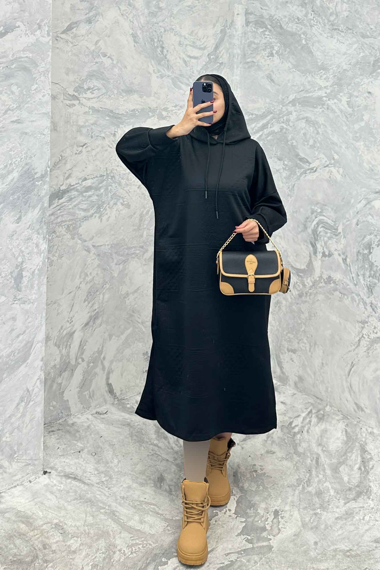 کفتان مراکشی کلاه دار بغل چاک