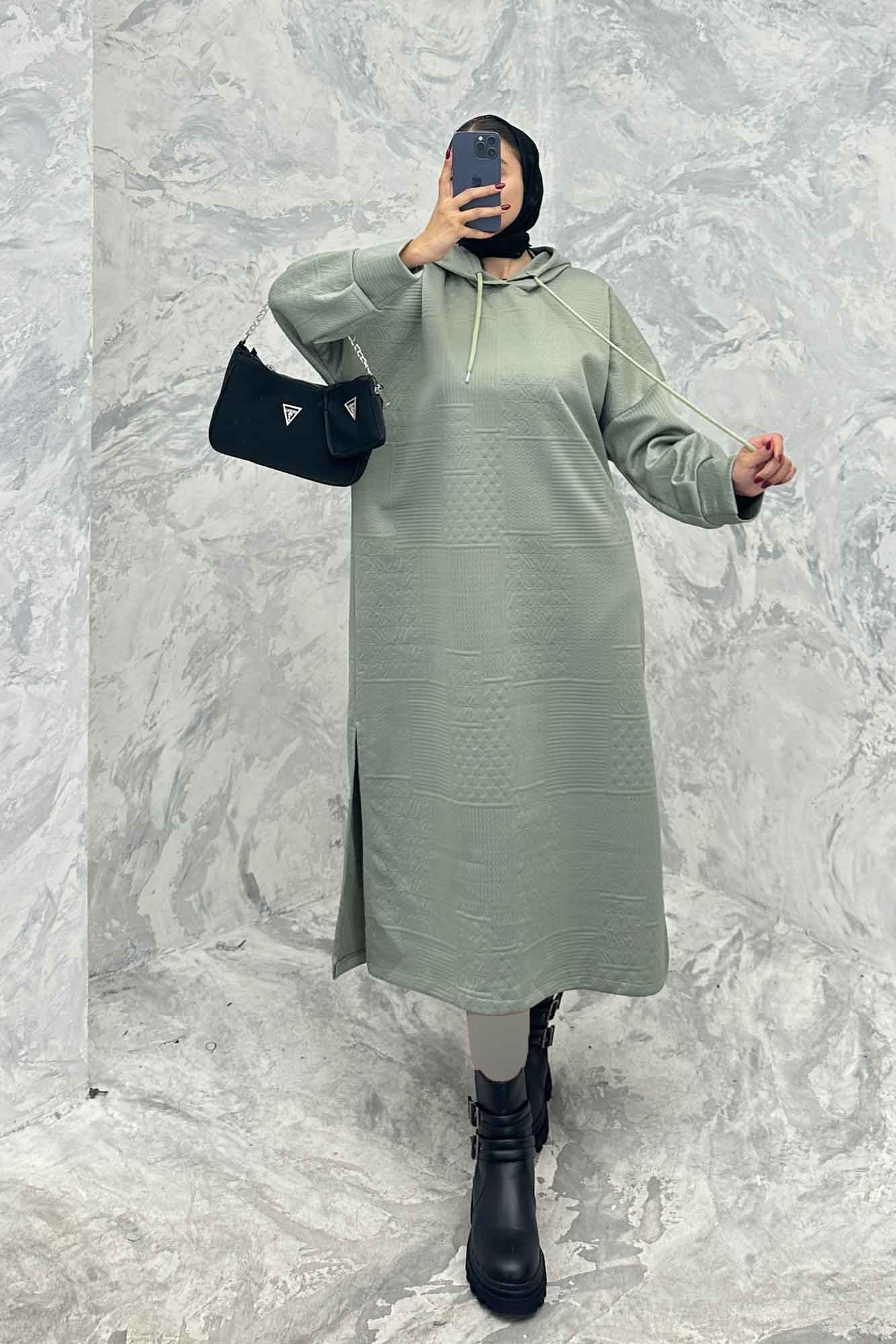 کفتان مراکشی کلاه دار بغل چاک