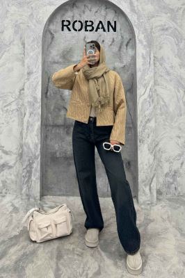 کت فریال یقه گرد جیب فیلتو