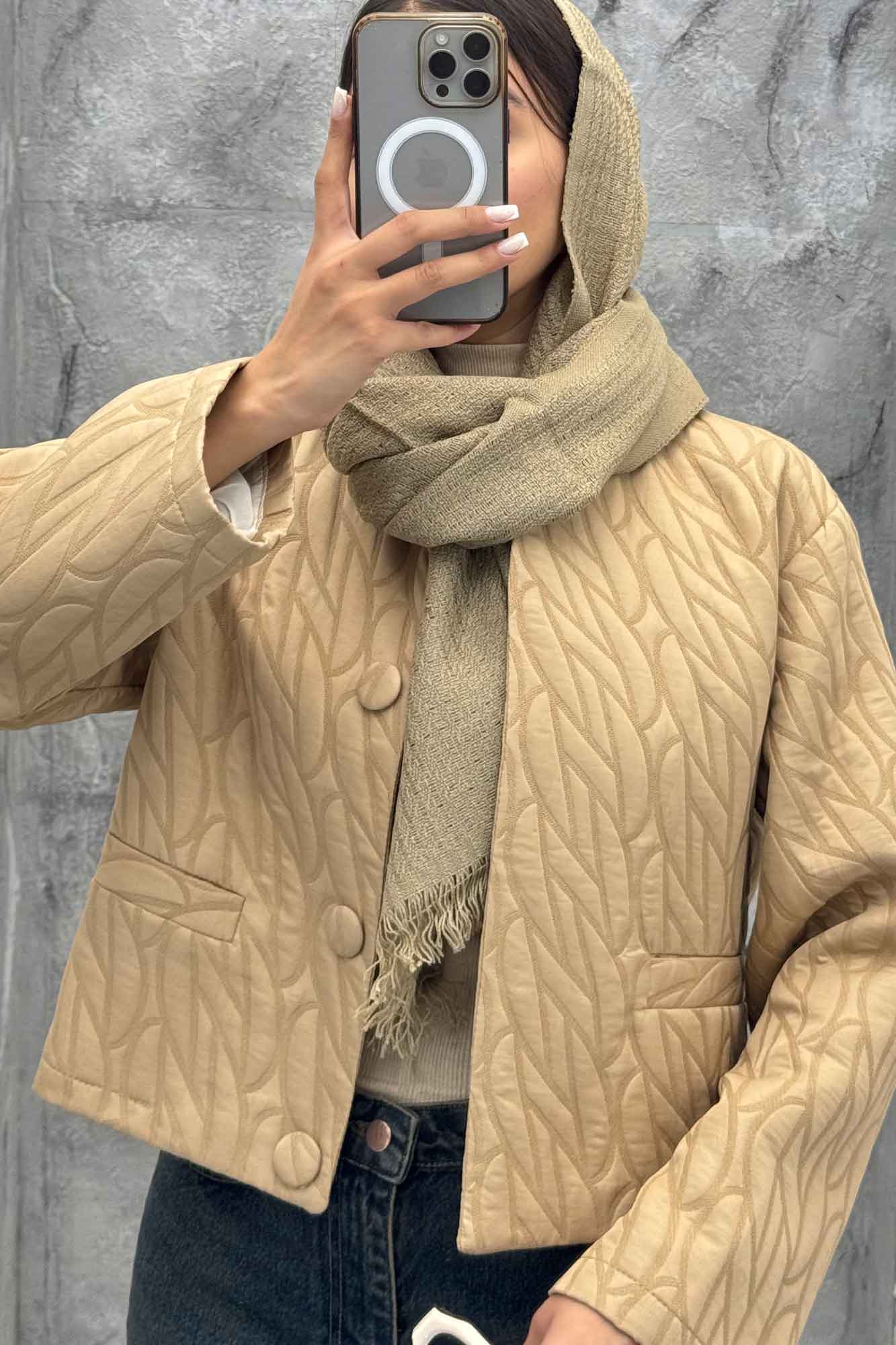 کت فریال یقه گرد جیب فیلتو