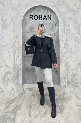 کت پاییزه ملبورن کمربنددار آستین سگک