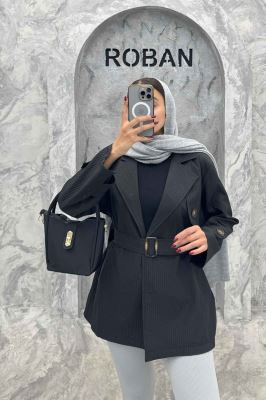 کت پاییزه ملبورن کمربنددار آستین سگک