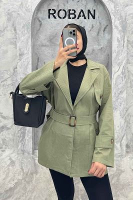 کت پاییزه ملبورن کمربنددار آستین سگک