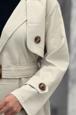 کت پاییزه ملبورن کمربنددار آستین سگک