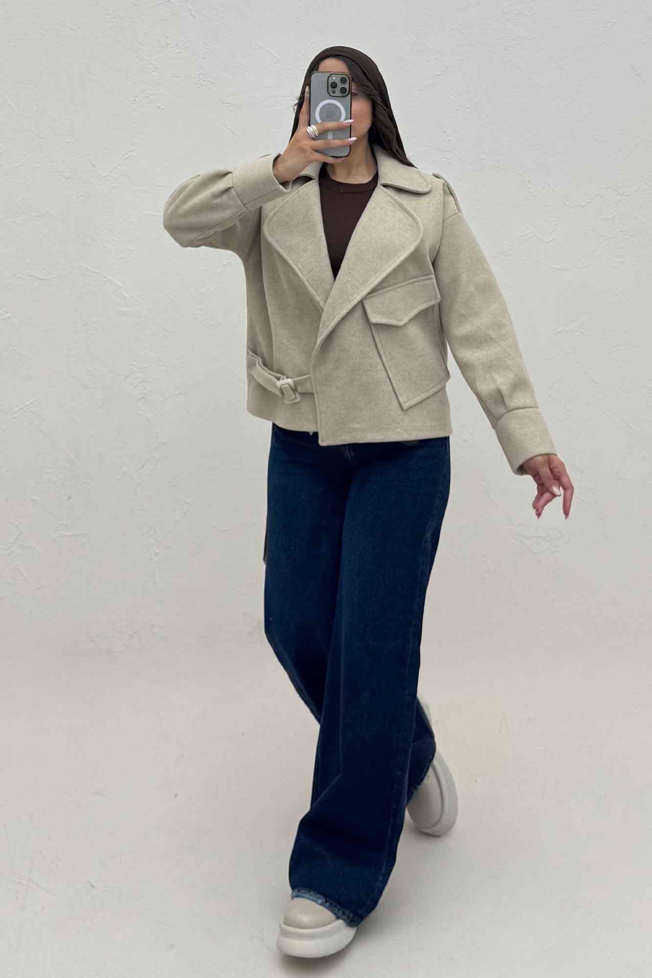 کت یقه ب ب فوتر تک جیب پاکتی (آستردار)