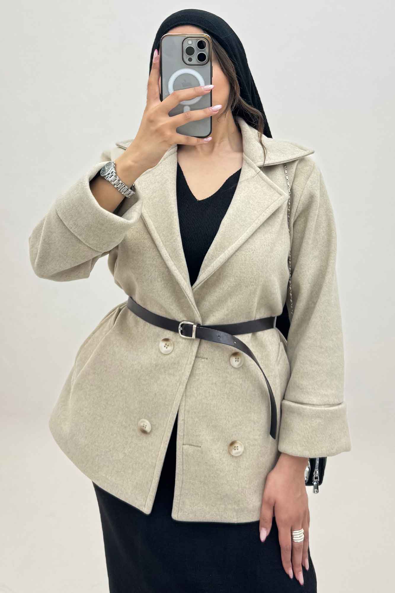 پالتو یقه انگلیسی چهار دکمه فوتر LOOK