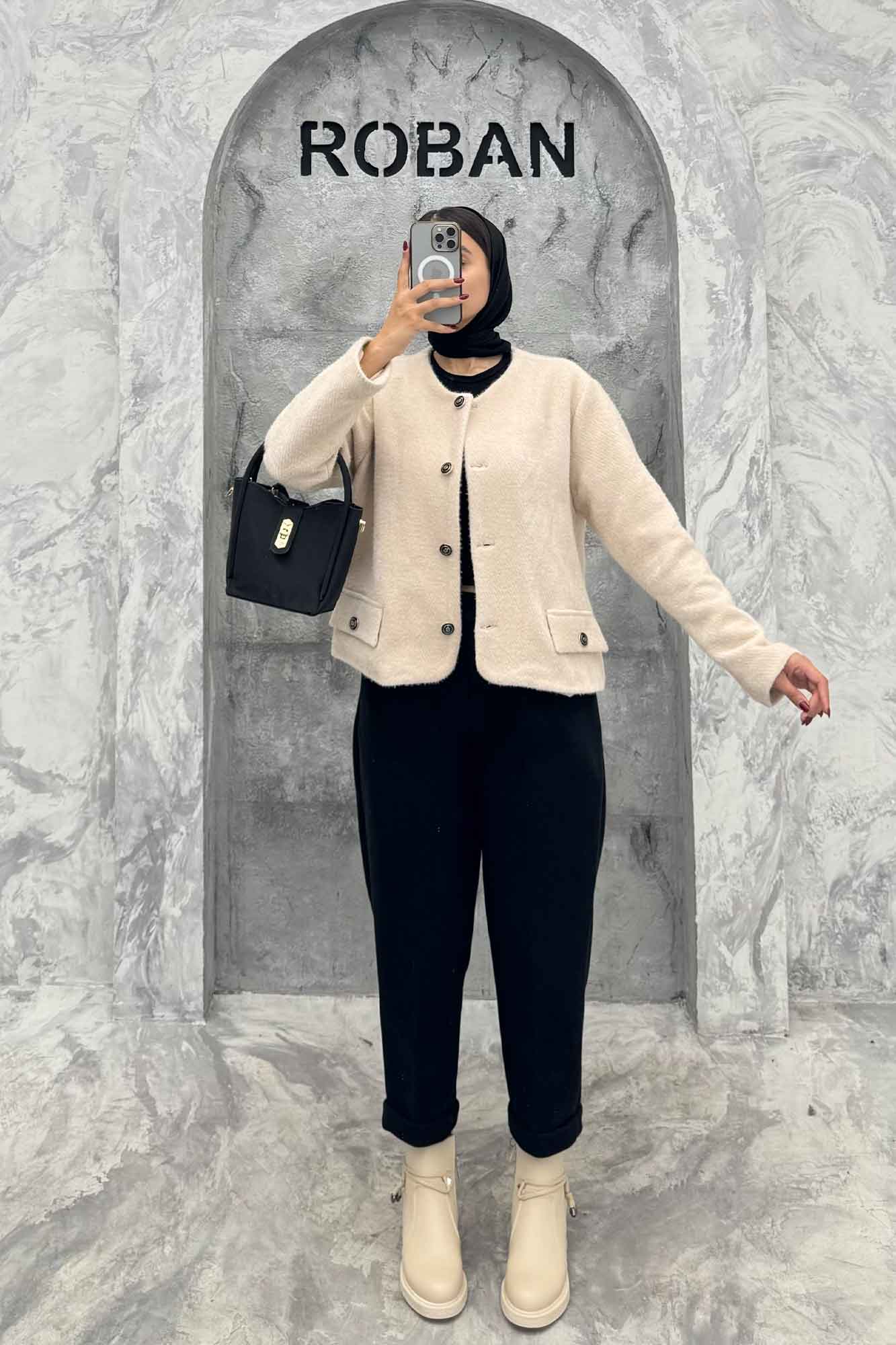 کت یقه گرد آستردار لمزور سروین