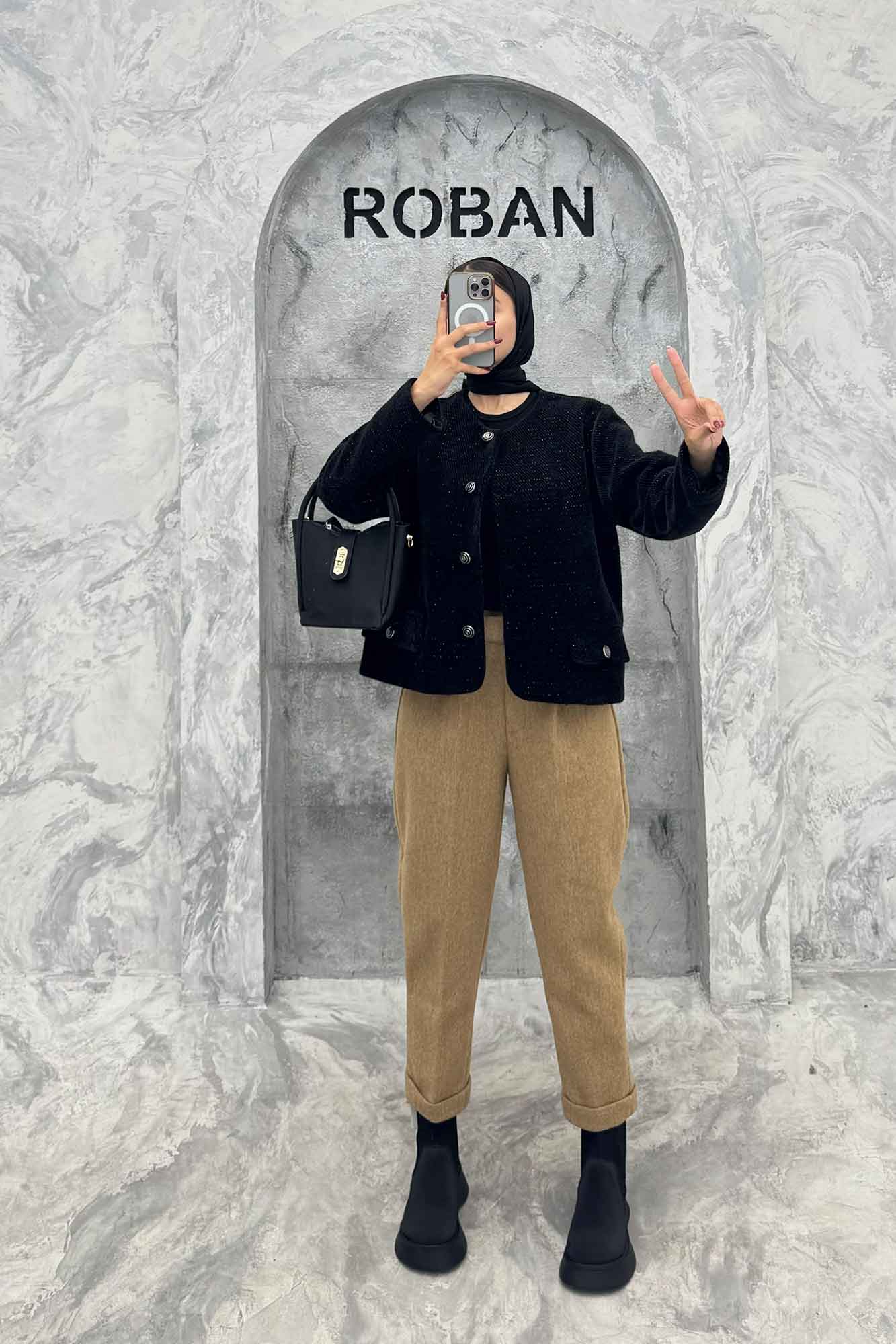 کت یقه گرد آستردار لمزور سروین