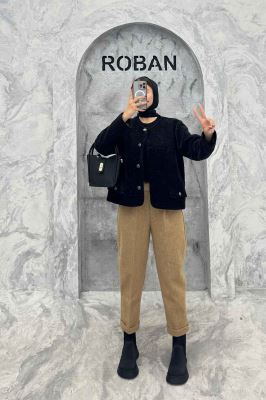 کت یقه گرد آستردار لمزور سروین