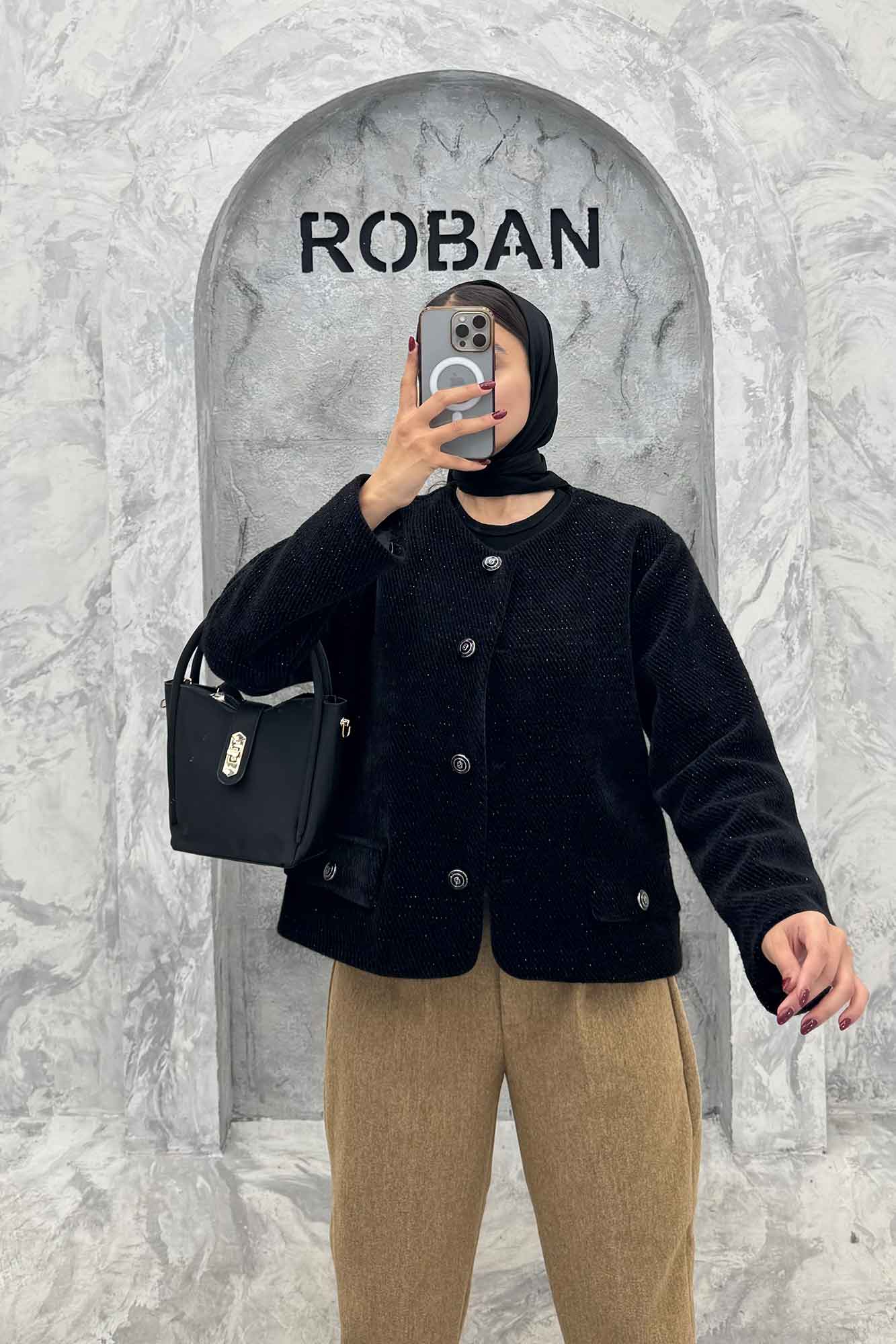 کت یقه گرد آستردار لمزور سروین