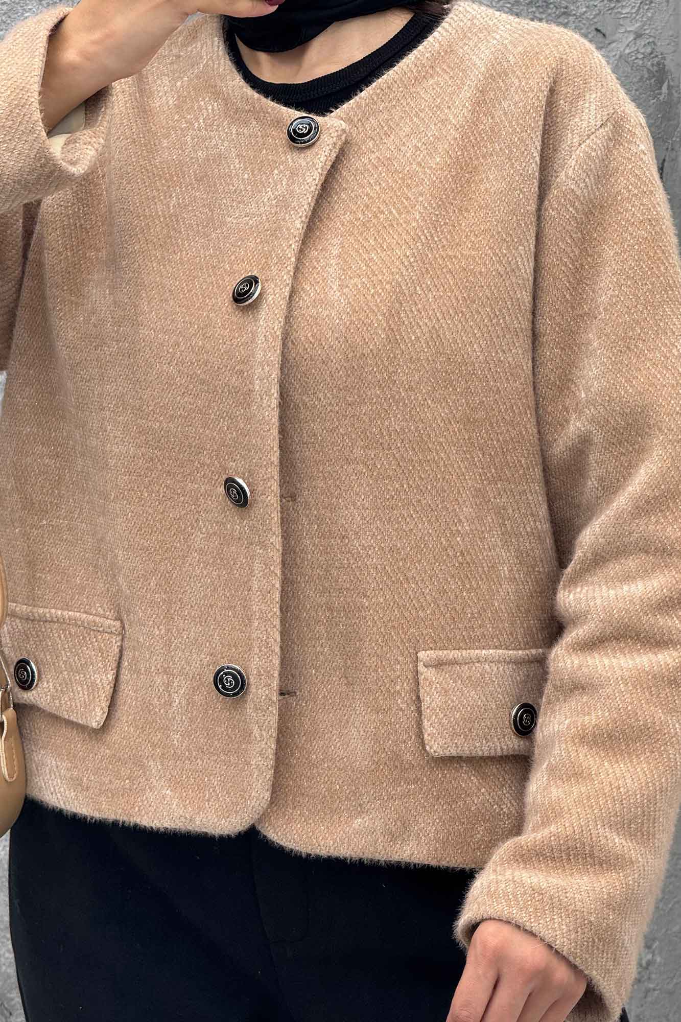 کت یقه گرد آستردار لمزور سروین