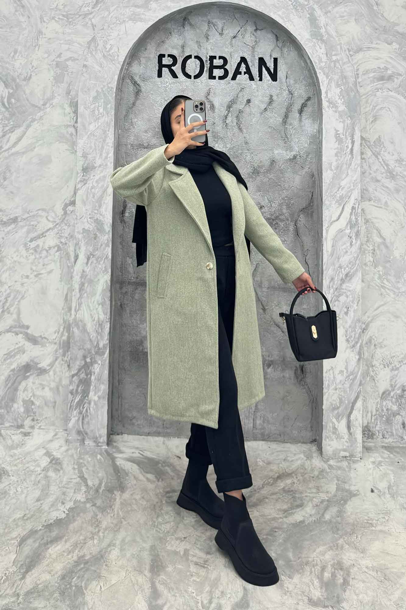 پالتو بلند فوتر تک دکمه SEVIN