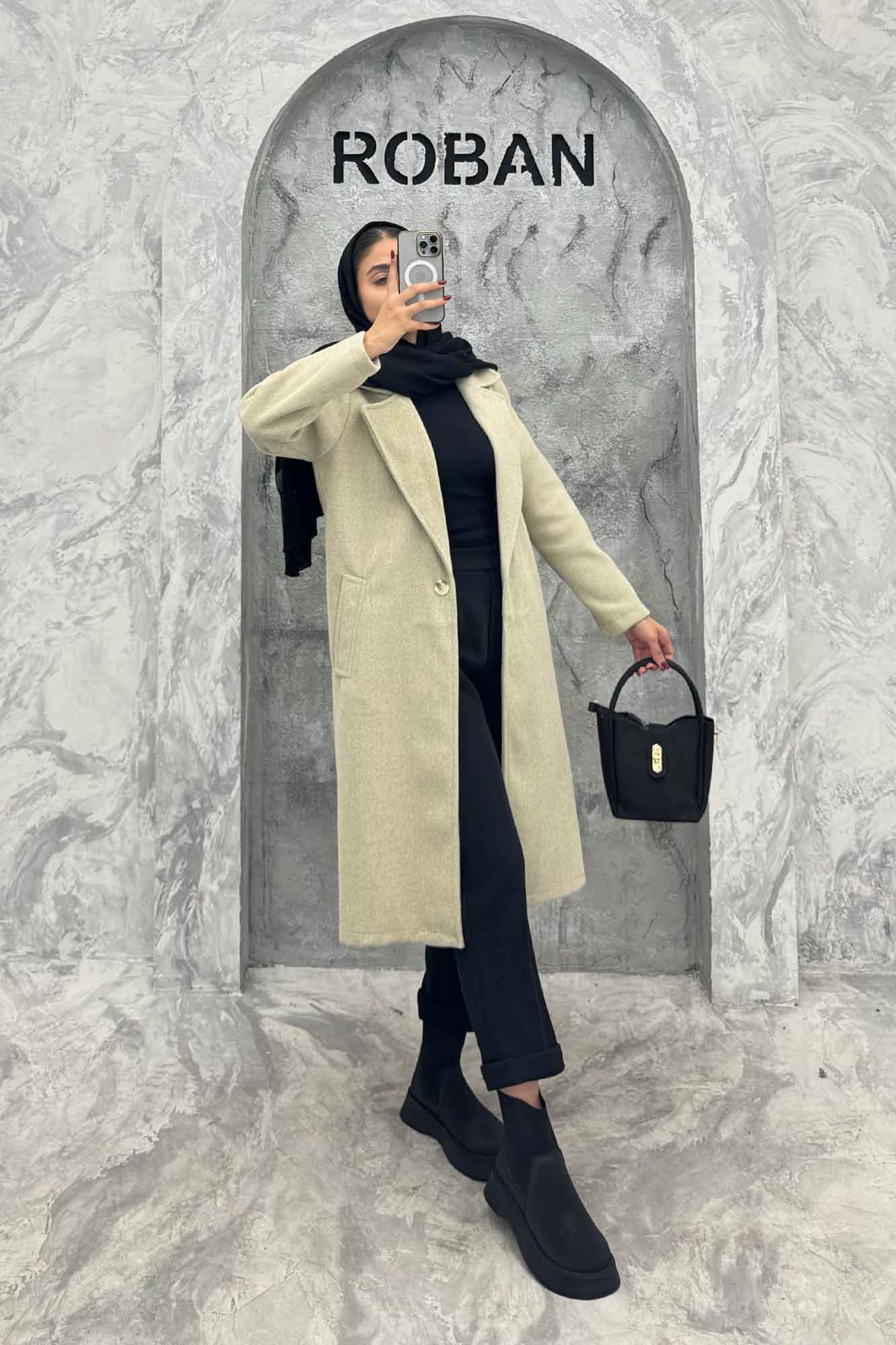 پالتو بلند فوتر تک دکمه SEVIN