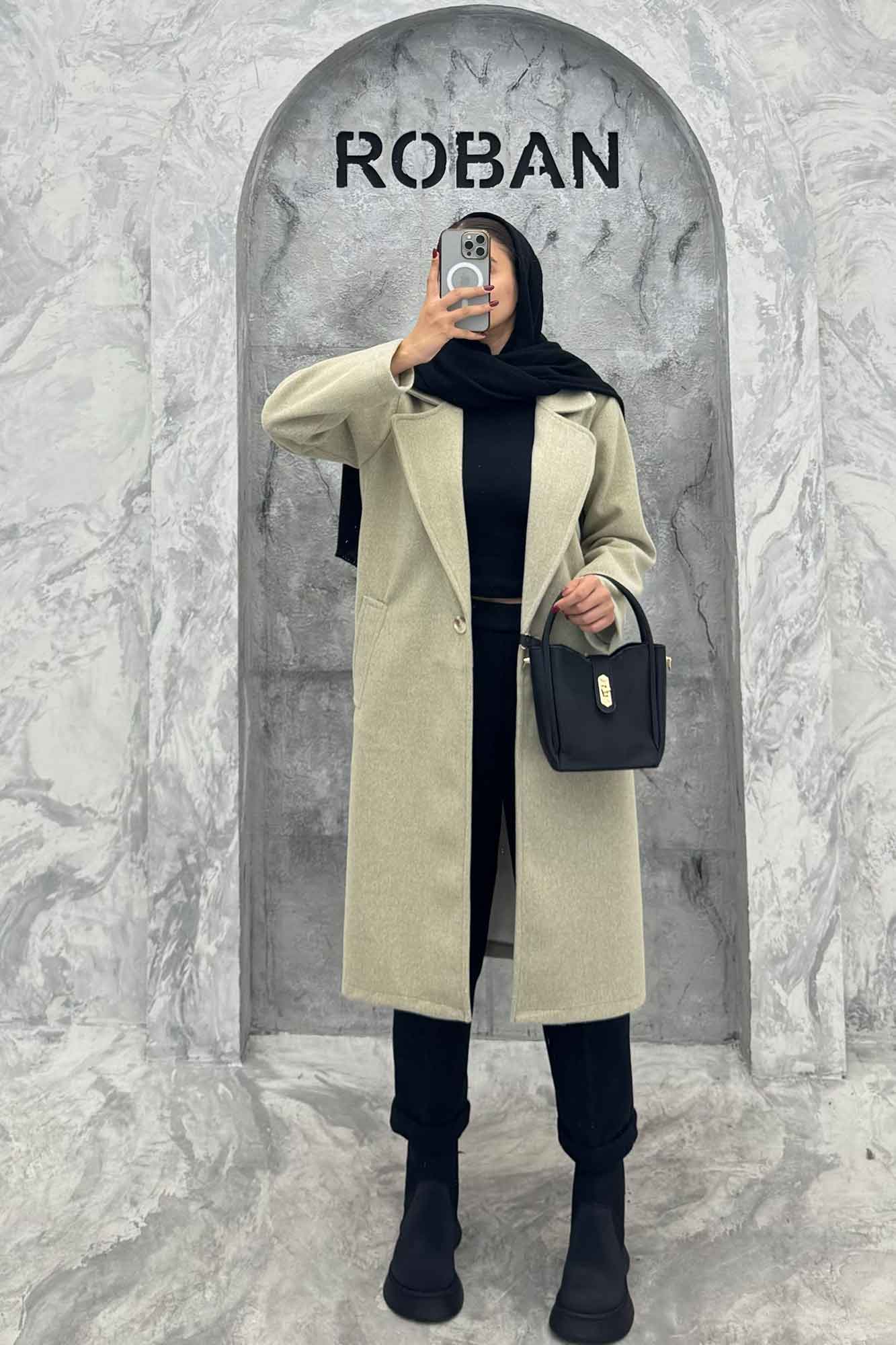 پالتو بلند فوتر تک دکمه SEVIN