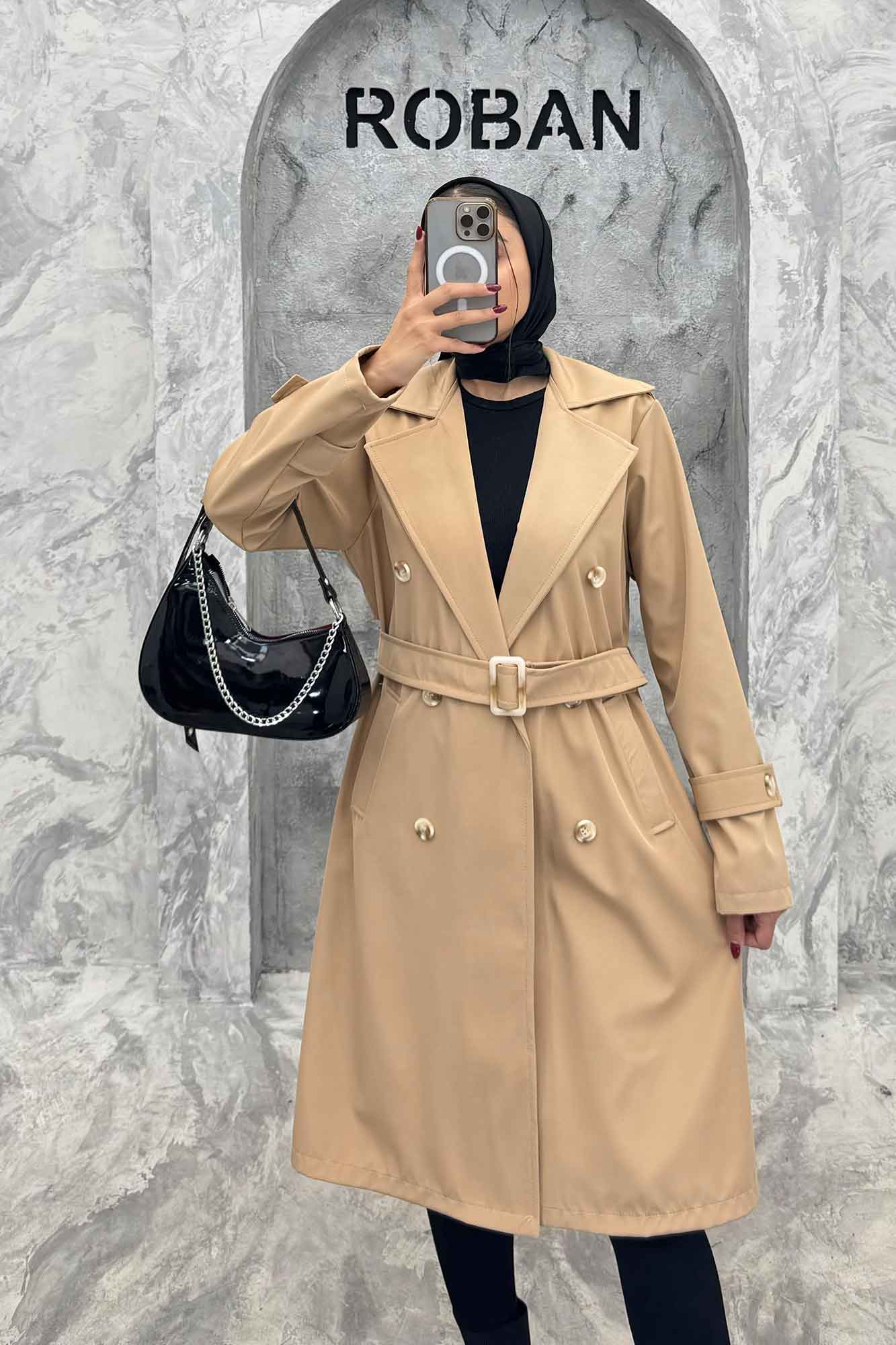 بارانی بلند کمربنددار سانتانا