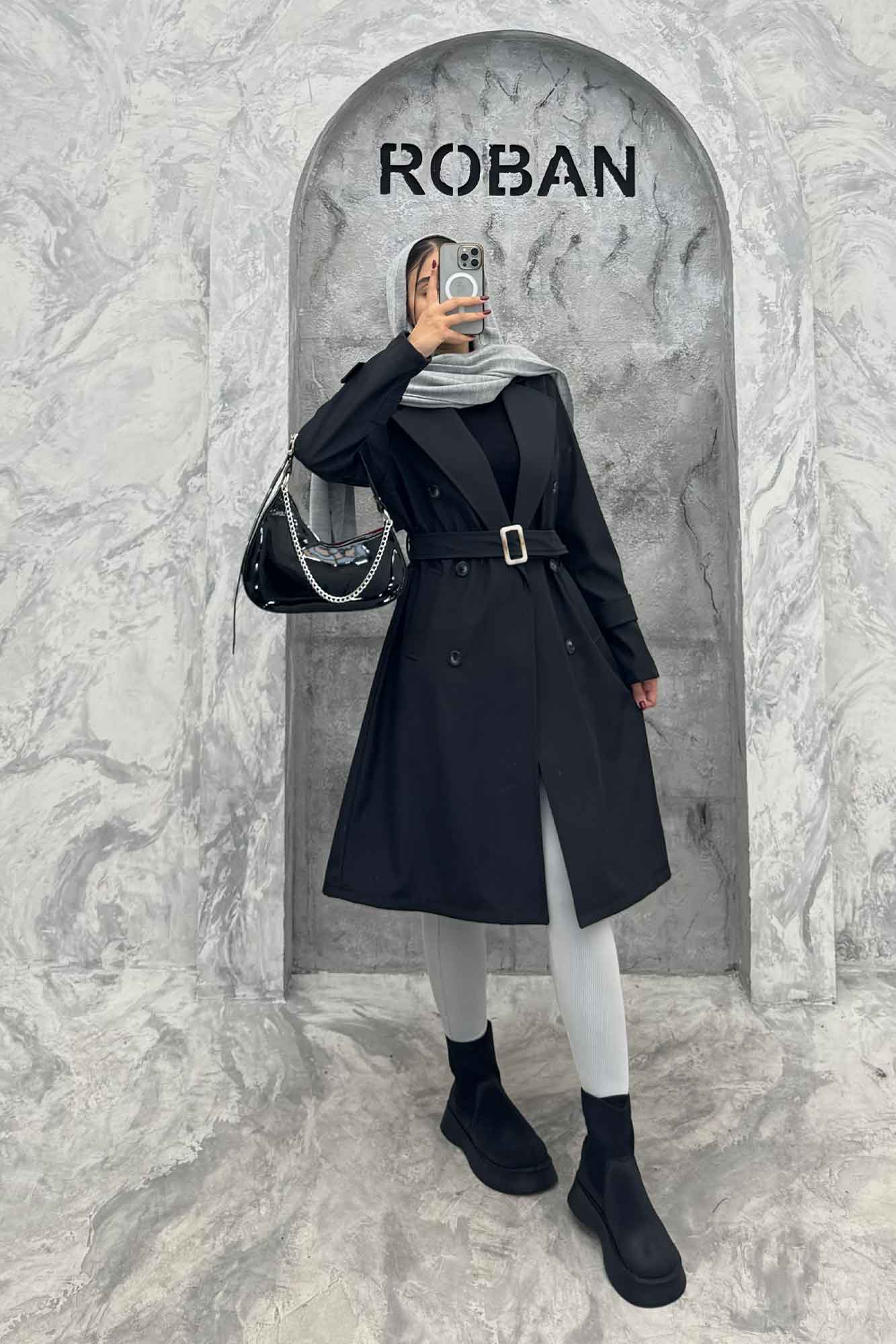 بارانی بلند کمربنددار سانتانا