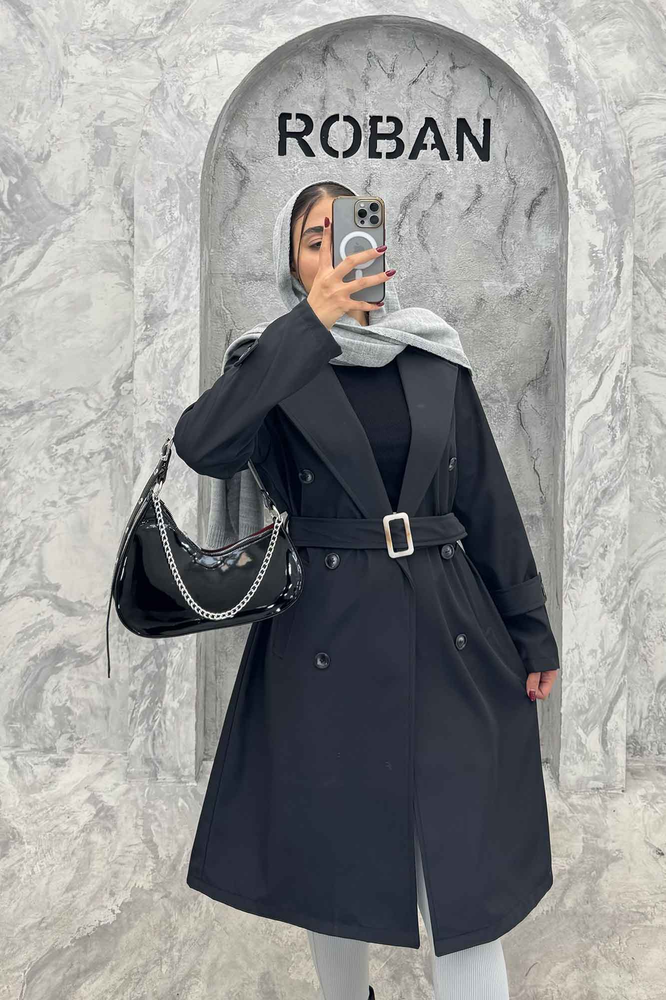 بارانی بلند کمربنددار سانتانا